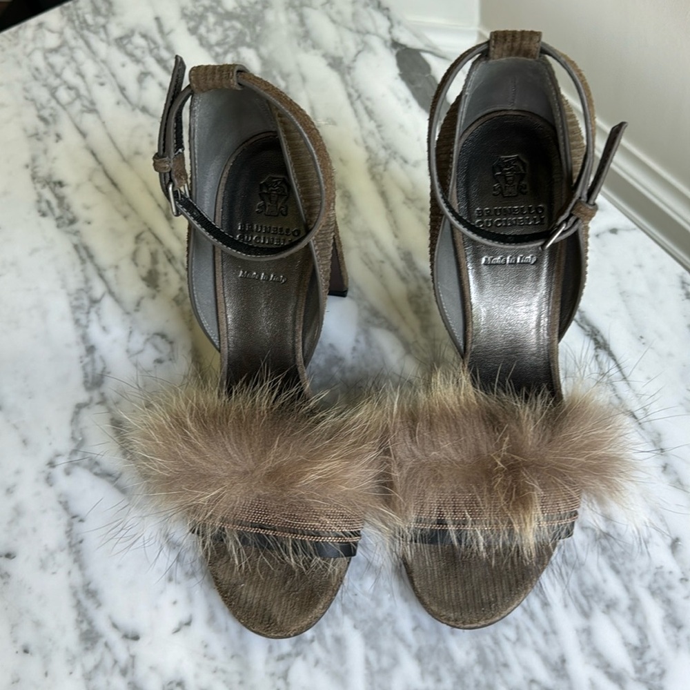 Brunello cucinelli suede fur Mary Jane shoes NEVER WORN